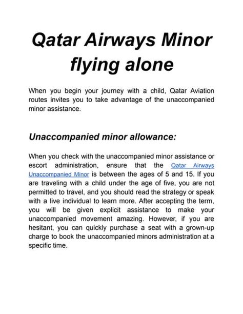 Qatar Airways Children Flying Alone Policy .
